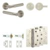 Complete Bari Door Handle Pack - Heavy Duty Tubular Bathroom (Knurled Thumb Turn) - Satin Nickel - 102mm / 4-inch Hinges - JE-D32A1-SN