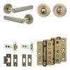 Complete Hex Door Handle Pack - Heavy Duty Tubular Bathroom (Standard Thumb Turn) - Antique Brass - 76mm / 3-inch Hinges - JE-C31B3-AB