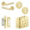 Complete Hex Door Handle Pack - Sashlock - Satin Brass - 65mm / 4-inch Hinges - JE-C7A8-SB