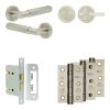 Complete Bloom Door Handle Pack - Bathroom Lock (Plain Thumb Turn) - Satin Nickel - 76mm / 3-inch Hinges - JE-B6B2-SN