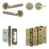 Complete Bari Door Handle Pack - Bathroom - Antique Brass - By Frelan Hardware - JE-D6B2-AB