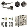 Complete Gio Door Handle Pack - Heavy Duty Tubular Bathroom (Standard Thumb Turn) - Black Nickel - 76mm / 4-inch Hinges - JE-E31A3-BN