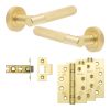 Complete Bari Door Handle Pack - Internal Doors - Satin Brass - 64mm / 4-inch Hinges - JE-D1A-SB