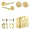 Complete Gio Door Handle Pack - Heavy Duty Tubular Bathroom (Standard Thumb Turn) - Satin Brass - 76mm / 4-inch Hinges - JE-E31A3-SB