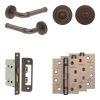Complete Midtown Door Handle Pack - Bathroom Lock (Standard Thumb Turn) - Dark Bronze - 65mm / 4-inch Hinges - JE-G5A3-DB