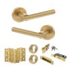 STATUS Nebraska Door Handle Pack (Euro Lock Set - 3" CE Sashlock, 3" Fire Rated Hinges x3) - Satin Brass