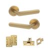 STATUS Carolina Door Handle Pack (Latch Set - 2.5" CE Latch, 4" Slim Knuckle Hinges x2) - Satin Brass