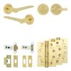 Complete Gio Door Handle Pack - Heavy Duty Tubular Bathroom (Plain Thumb Turn) - Satin Brass - 76mm / 4-inch Hinges - JE-E31A2-SB
