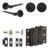 Complete Gio Door Handle Pack - Heavy Duty Tubular Bathroom (Standard Thumb Turn) - Matt Black - 76mm / 3-inch Hinges - JE-E31B3-MB