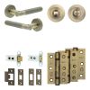 Complete Venice Door Handle Pack - Heavy Duty Tubular Bathroom (Standard Thumb Turn) - Antique Brass - 64mm / 3-inch Hinges - JE-F30B3-AB