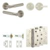 Complete Bari Door Handle Pack - Heavy Duty Tubular Bathroom (Plain Thumb Turn) - Satin Nickel - 102mm / 4-inch Hinges - JE-D32A2-SN