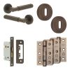 Complete Bloom Door Handle Pack - Sashlock - Dark Bronze - 65mm / 3-inch Hinges - JE-B7B8-DB