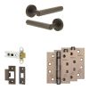 Complete Hex Door Handle Pack - Heavy Duty Latch - Dark Bronze - 76mm / 4-inch Hinges - JE-C21A-DB