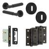 Complete Bloom Door Handle Pack - Sashlock - Matt Black - 76mm / 3-inch Hinges - JE-B8B8-MB