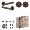Complete Bloom Door Handle Pack - Heavy Duty Tubular Bathroom (Standard Thumb Turn) - Dark Bronze - 102mm / 4-inch Hinges - JE-B32A3-DB