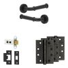 Complete Classic Door Handle Pack - Heavy Duty Latch - Matt Black - 64mm / 4-inch Hinges - JE-A20A-MB