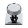 Heritage Brass Cabinet Knob Florence Knurled Design with Square Backplate 32mm Polished Chrome finish