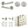 Complete Classic Door Handle Pack - Heavy Duty Tubular Bathroom (Standard Thumb Turn) - Satin Nickel - 76mm / 4-inch Hinges - JE-A31A3-SN