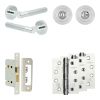Complete Venice Door Handle Pack - Bathroom Lock (Standard Thumb Turn) - Polished Chrome - 65mm / 4-inch Hinges - JE-F5A3-PC