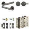 Complete Hex Door Handle Pack - Heavy Duty Tubular Bathroom (Plain Thumb Turn) - Black Nickel - 64mm / 3-inch Hinges - JE-C30B2-BN