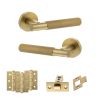 Senza Pari Rosarno Door Handle Pack (Latch Set - 2.5" CE Latch, 3" Fire Rated Hinges x3) - Satin Brass