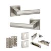 Senza Pari Davoli Door Handle Pack (Euro Lock Set - 3" CE Sashlock, 4" Slim Knuckle Hinges x2) - Satin Nickel