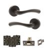 STATUS Texas Door Handle Pack (Latch Set - 2.5" CE Latch, 4" Fire Rated Hinges x3) - Urban Dark Bronze