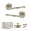 STATUS Alabama Door Handle Pack (Latch Set - 2.5" CE Latch, 4" Fire Rated Hinges x3) - Satin Nickel