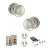 Old English Harrogate Door Knob Pack (Lock Set - Horizontal Sashlock, 4" Slim Knuckle Hinges x2) - Polished Nickel