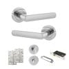 STATUS Carolina Door Handle Pack (Bathroom Set - 2.5" CE Bathroom Lock, 4" Slim Knuckle Hinges x2) - Polished Chrome