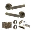 STATUS Carolina Door Handle Pack (Euro Lock Set - 3" CE Sashlock, 3" Fire Rated Hinges x3) - Antique Brass