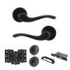 Old English Warwick Door Handle Pack (Bathroom Set - 3" CE Bathroom Lock, 3" Fire Rated Hinges x3) - Matt Black
