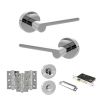 Senza Pari Darrio Door Handle Pack (Bathroom Set - 2.5" CE Bathroom Lock, 3" Fire Rated Hinges x3) - Polished Chrome