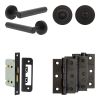 Complete Hex Door Handle Pack - Bathroom Lock (Standard Thumb Turn) - Matt Black - 65mm / 3-inch Hinges - JE-C5B3-MB