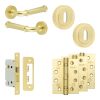 Complete Classic Door Handle Pack - Sashlock - Satin Brass - 65mm / 4-inch Hinges - JE-A7A8-SB