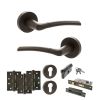 STATUS Indiana Door Handle Pack (Euro Lock Set - 3" CE Sashlock, 4" Fire Rated Hinges x3) - Urban Dark Bronze