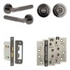 Complete Bari Door Handle Pack - Bathroom Lock (Standard Thumb Turn) - Black Nickel - 65mm / 4-inch Hinges - JE-D5A3-BN