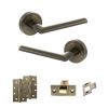 STATUS Alabama Door Handle Pack (Latch Set - 3" CE Latch, 4" Slim Knuckle Hinges x2) - Antique Brass