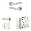 Complete Bloom Door Handle Pack - Heavy Duty Latch - Polished Chrome - 102mm / 4-inch Hinges - JE-B22A-PC