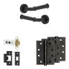 Complete Classic Door Handle Pack - Heavy Duty Latch - Matt Black - 76mm / 4-inch Hinges - JE-A21A-MB