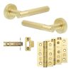 Complete Venice Door Handle Pack - Internal Doors - Satin Brass - 76mm / 3-inch Hinges - JE-F3B-SB