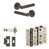 Complete Venice Door Handle Pack - Heavy Duty Latch - Black Nickel - 102mm / 3-inch Hinges - JE-F22B-BN