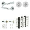 Complete Classic Door Handle Pack - Heavy Duty Tubular Bathroom (Standard Thumb Turn) - Polished Chrome - 102mm / 3-inch Hinges - JE-A32B3-PC