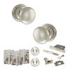 Old English Harrogate Door Knob Pack (Lock Set - 3" Latch & Deadlock, 4" Fire Rated Hinges x3) - Polished Nickel
