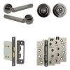 Complete Hex Door Handle Pack - Bathroom Lock (Standard Thumb Turn) - Black Nickel - 76mm / 4-inch Hinges - JE-C6A3-BN