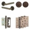 Complete Bari Door Handle Pack - Bathroom Lock (Standard Thumb Turn) - Dark Bronze - 76mm / 4-inch Hinges - JE-D6A3-DB