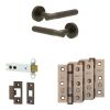 Complete Venice Door Handle Pack - Heavy Duty Latch - Dark Bronze - 102mm / 3-inch Hinges - JE-F22B-DB
