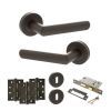 STATUS Carolina Door Handle Pack (3 Lever Lock Set - 3" CE Sashlock, 4" Fire Rated Hinges x3) - Urban Dark Bronze