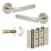 Complete Venice Door Handle Pack - Internal Doors - Satin Nickel - 76mm / 3-inch Hinges - JE-F3B-SN