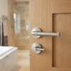 Complete Midtown Door Handle Pack - Heavy Duty Tubular Bathroom (Plain Thumb Turn) - Satin Nickel - 64mm / 3-inch Hinges - JE-G30B2-SN